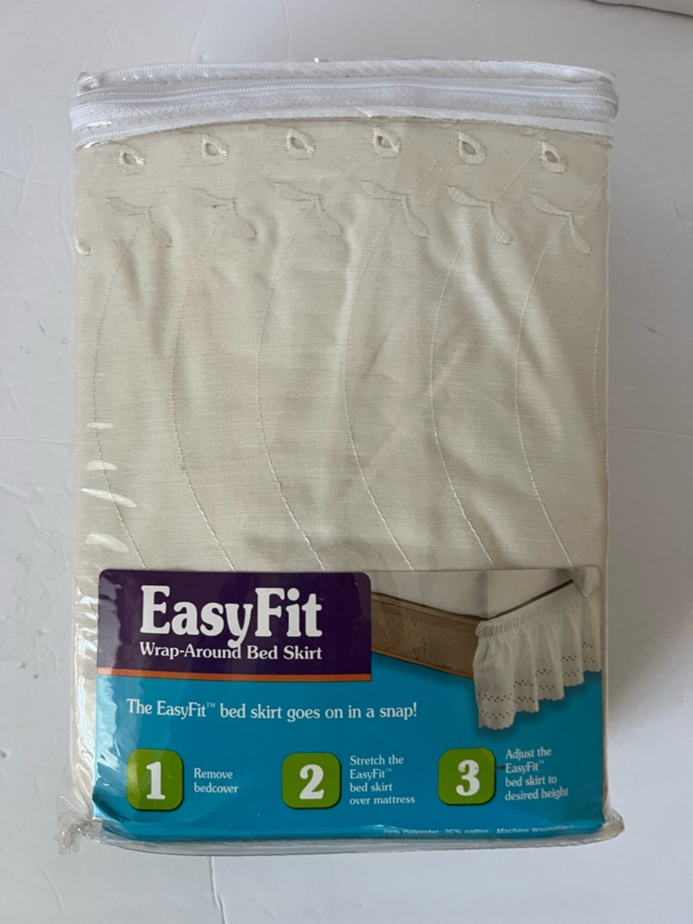 NEW Easy Fit Ivory Eyelet Wrap Around Bed Skirt Queen or King Size Mattresses - Picture 2 of 4